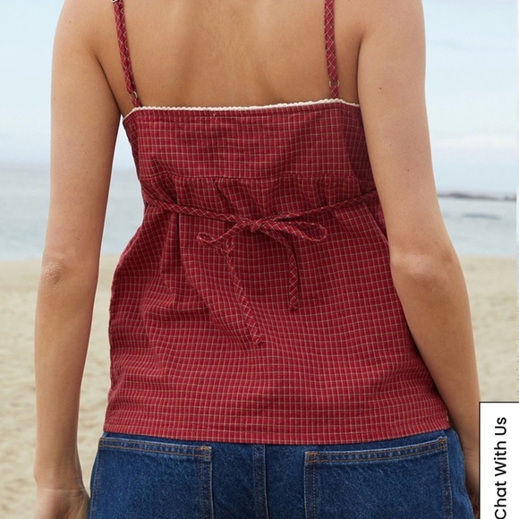 Brandy Melville Red Plaid Edith Tank Top - Picture 2 of 5